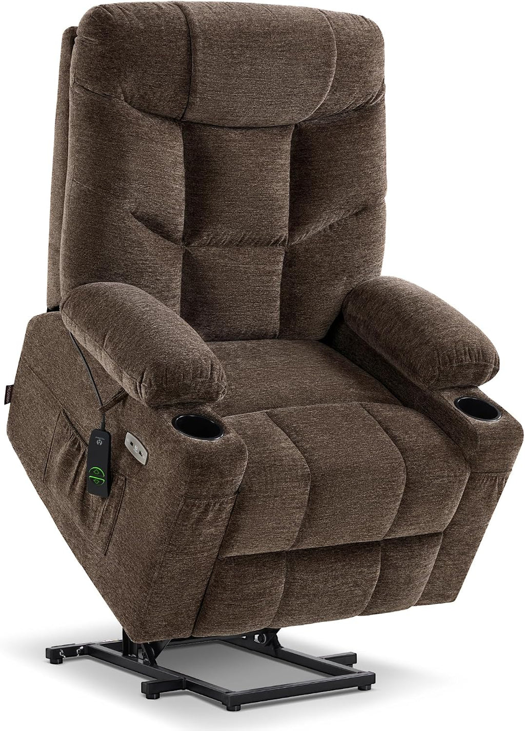 PDKHMIO Power Lift Recliner Chair for Seniors – 140° Recline, Extended Footrest, USB-C Charging & Cup Holder, Brown