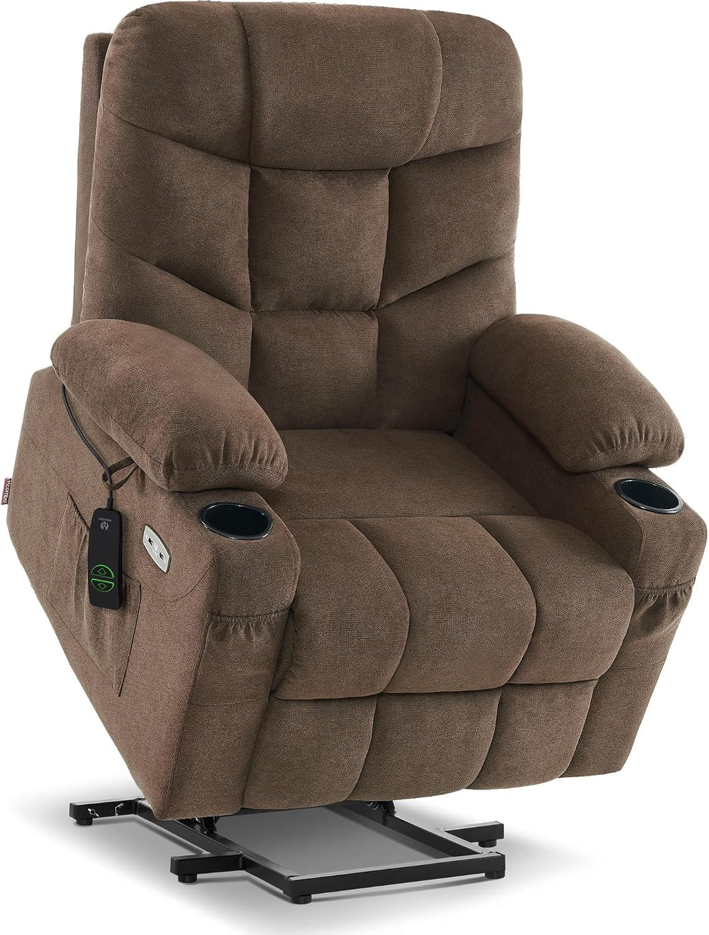 PDKHMIO Power Lift Recliner Chair for Seniors – 140° Recline, Extended Footrest, USB-C Charging & Cup Holder, Brown