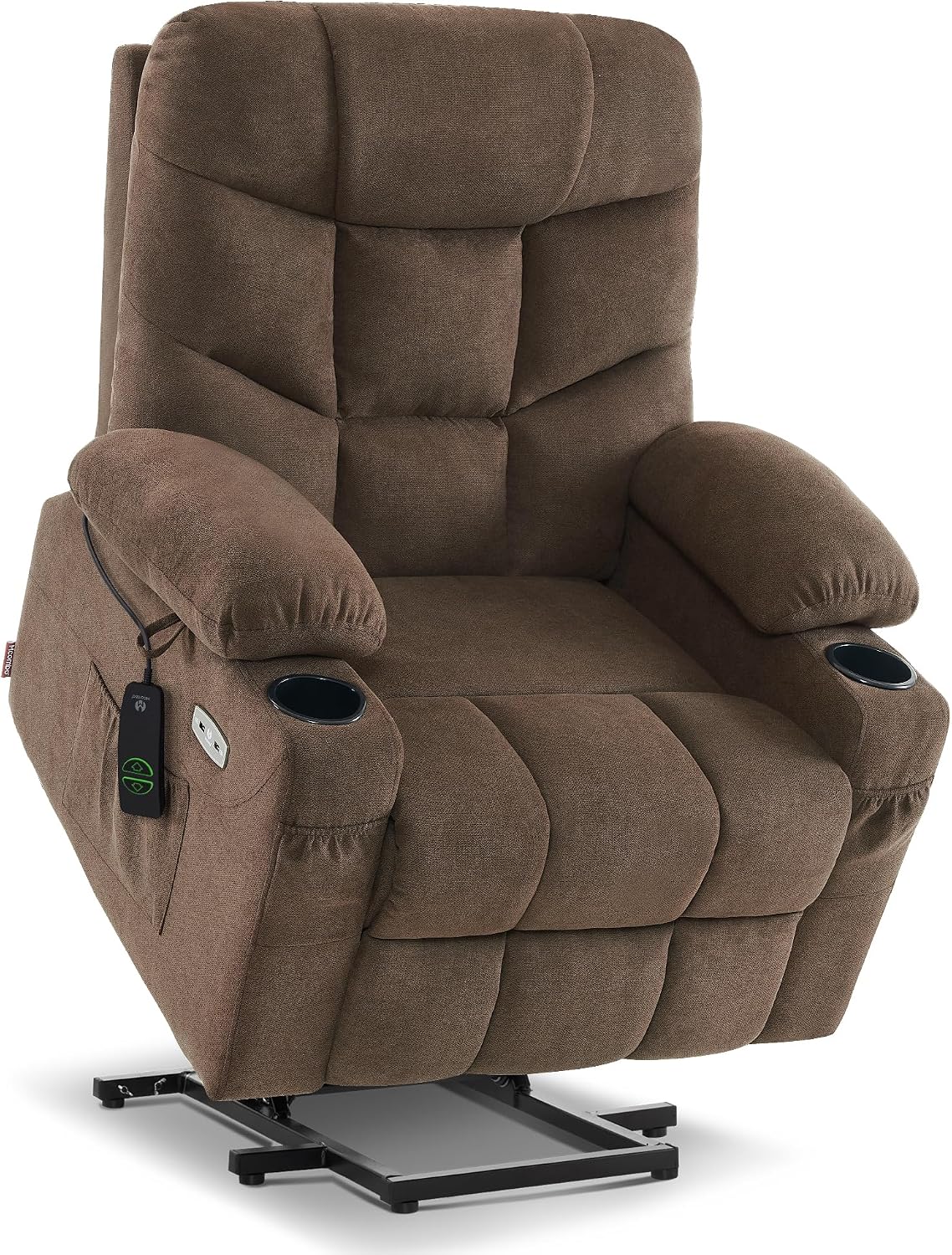 PDKHMIO Power Lift Recliner Chair for Seniors – 140° Recline, Extended Footrest, USB-C Charging & Cup Holder, Brown