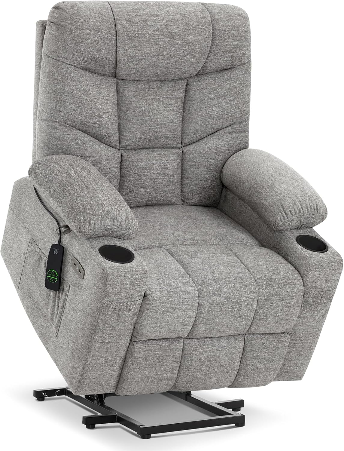 PDKHMIO Power Lift Recliner Chair for Seniors – 140° Recline, Extended Footrest, USB-C Charging & Cup Holder, Brown