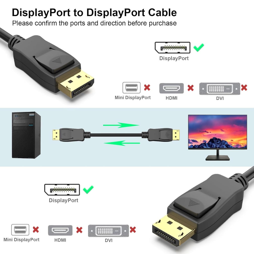 DisplayPort to DisplayPort Cable – 1.8M High-Speed 4K UHD Video Cable product image