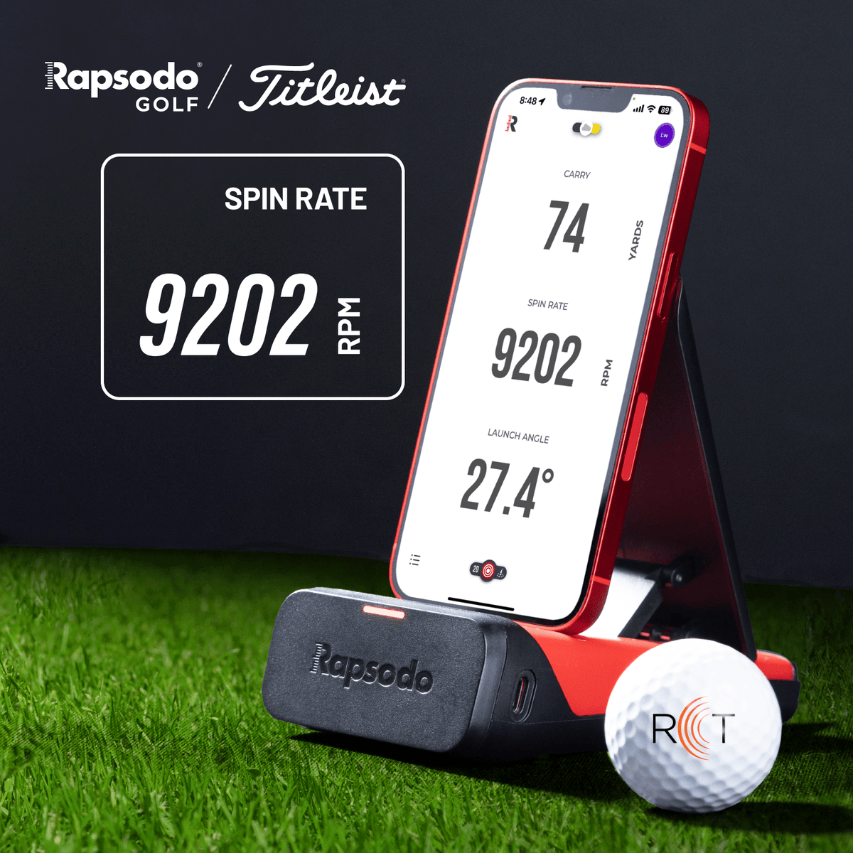 Rapsodo MLM1 spin rate with compatible Titleist RCT golf ball