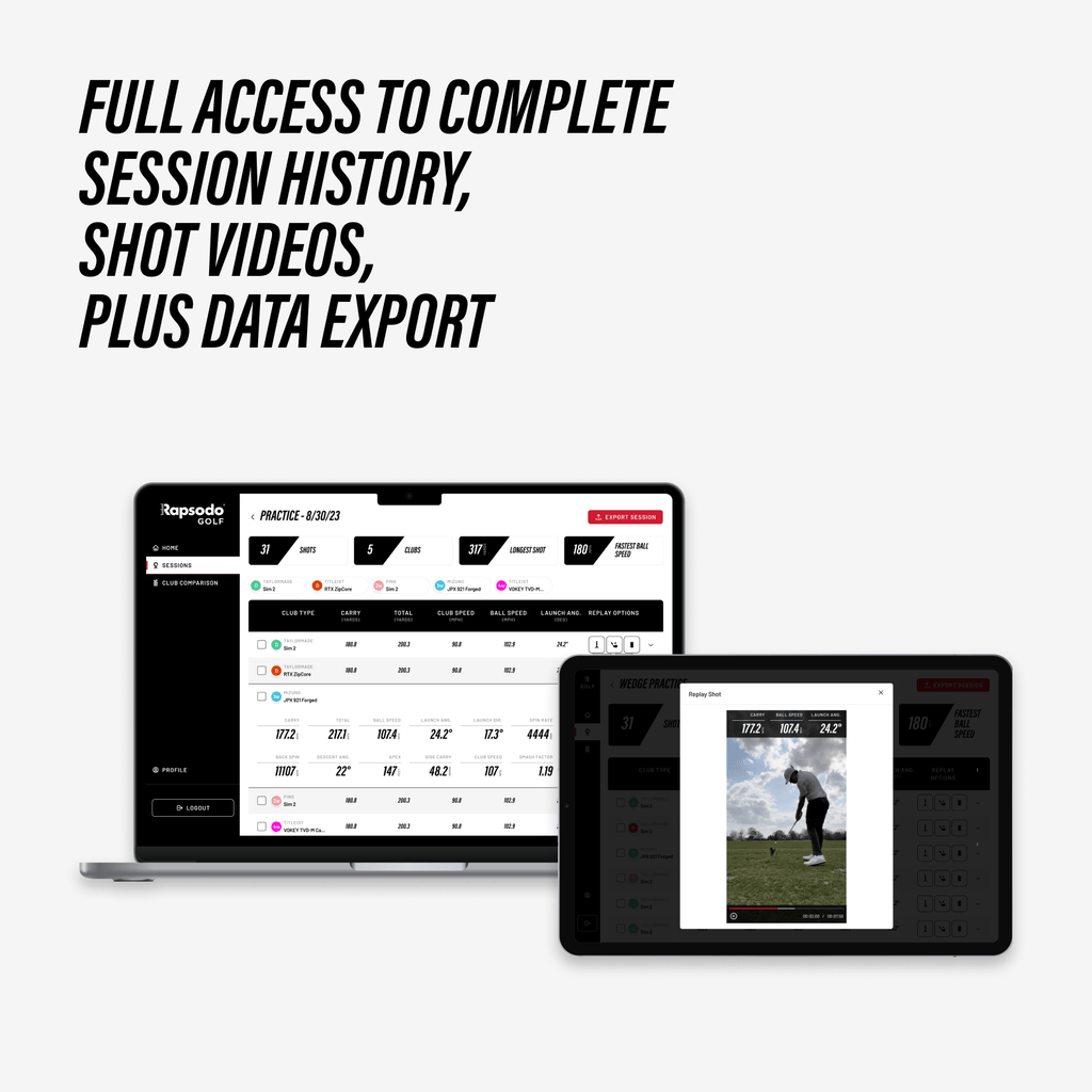 Rapsodo R-Cloud session history and shot video access