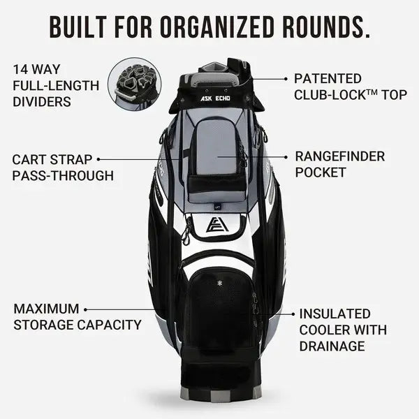 ASK ECHO T-Lock 14-Way Golf Cart Bag with Full-Length Dividers