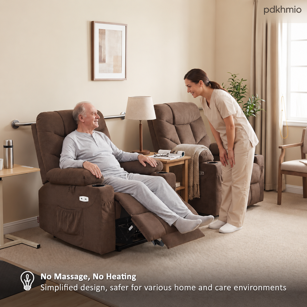 PDKHMIO Power Lift Recliner Chair for Seniors – 140° Recline, Extended Footrest, USB-C Charging & Cup Holder, Brown